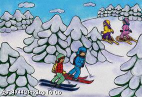 Illustration: Cross-country skis & snowshoes